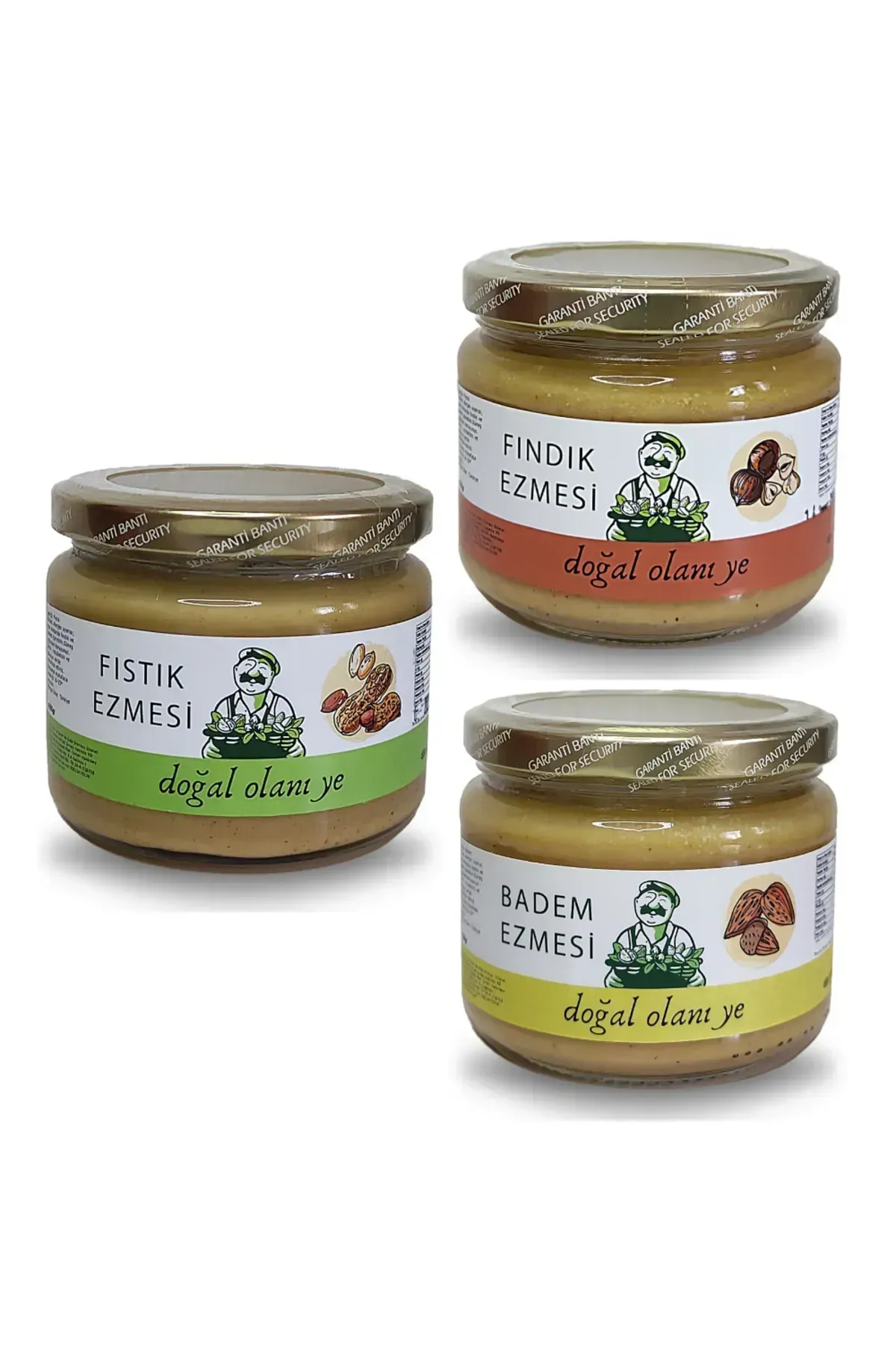 3’lü Sade Şekersiz Ezmeler Paketi 3x300gr %100 Doğal