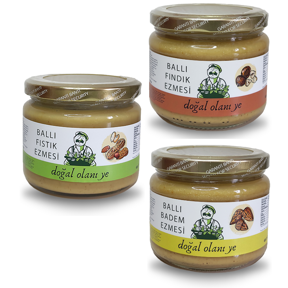 3’lü  Ballı Ezmeler Paketi 3x300gr %100 Doğal Ve Katkısız