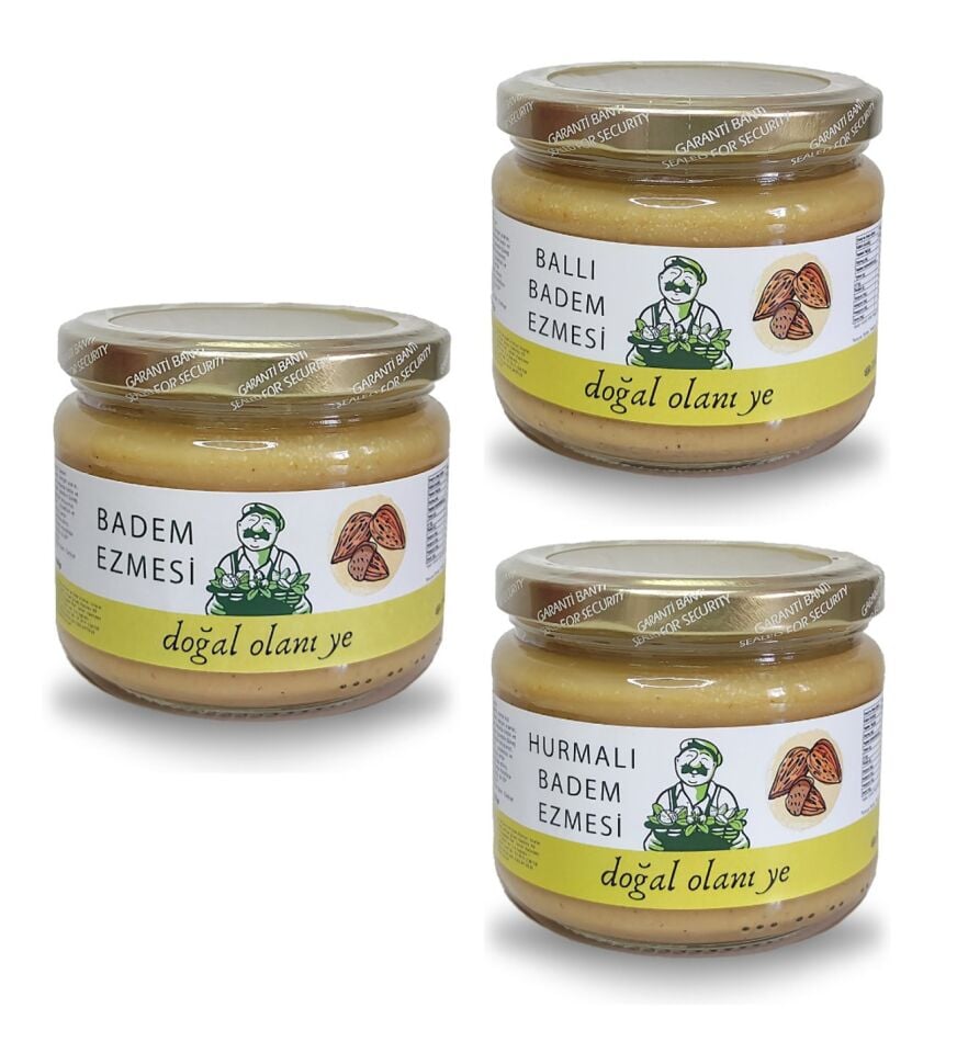 3'lü BademEzmesi,300grx3 %100 DOĞAL KATKISIZ BADEM EZMESİ